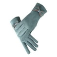 thumbnail image 6 of comerut 1 Pair Soft Gloves Anti-static Full Finger Cover Elegant Bow-know Plus Velvet Inside Gloves for Lady, 6 of 7