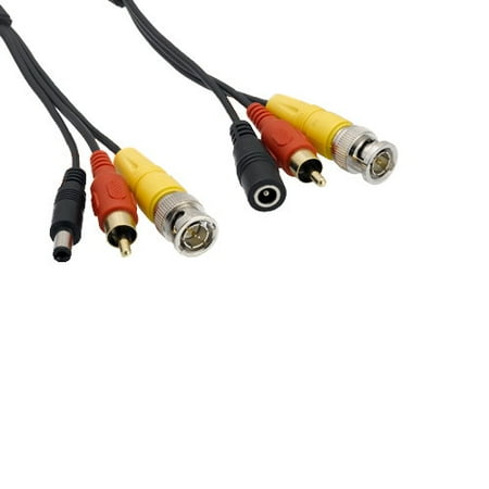 Surveillance Cable Kentek 75 Feet FT CCTV DVR security surveillance camera video/audio/power cable cord 3 in 1 combo 28 AWG BNC video, RCA audio, DC power connector black ()