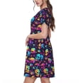 thumbnail image 2 of Easygdp mushroom Skull star para Vestido Transpirable de Mujer, Vestido Suelto de Manga Corta con Pliegues y Bolsillos para el Verano, 2 of 6