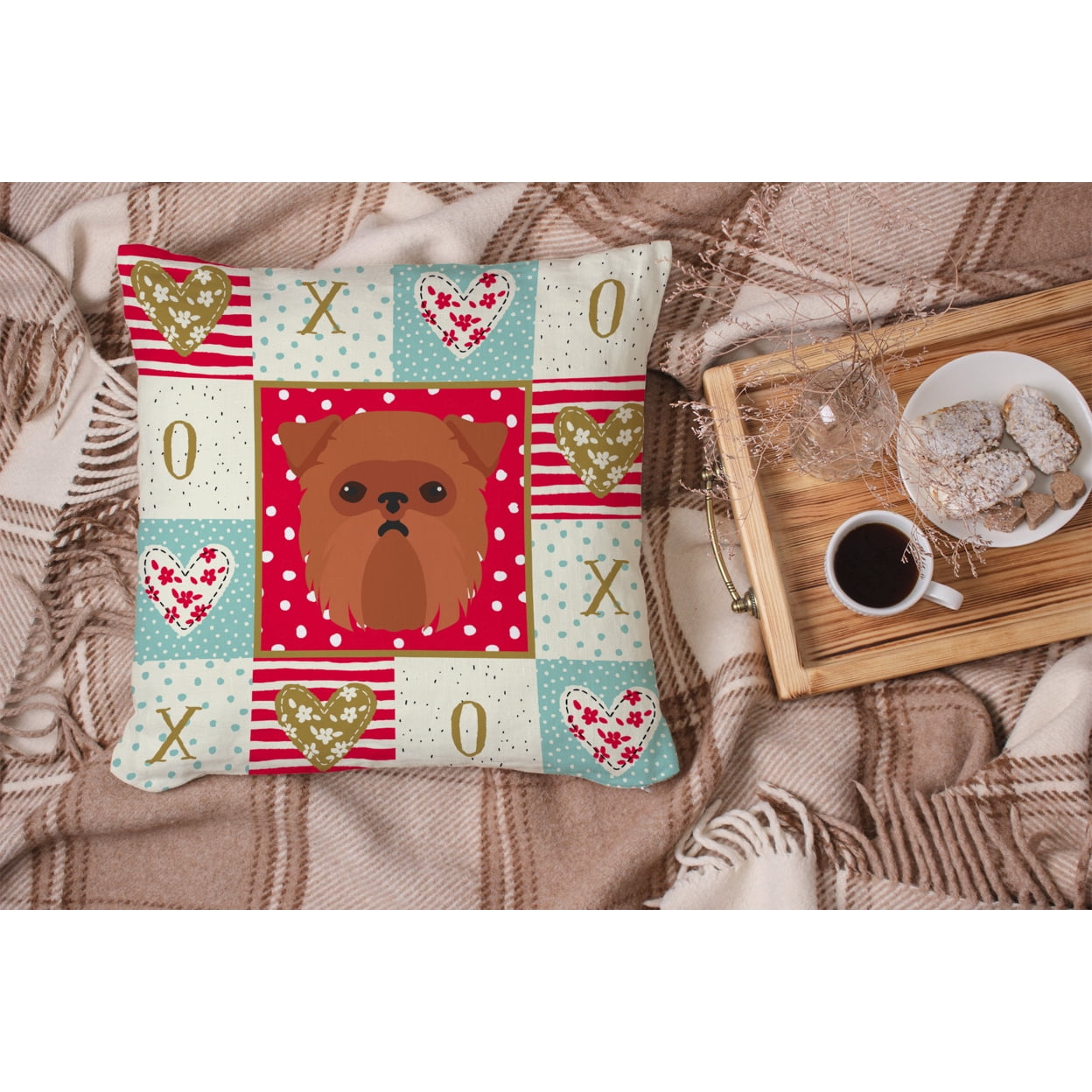 Carolines Treasures CK5188PW1414 Brussels Griffon Love Fabric Decorative Pillow 14Hx14W multicolor