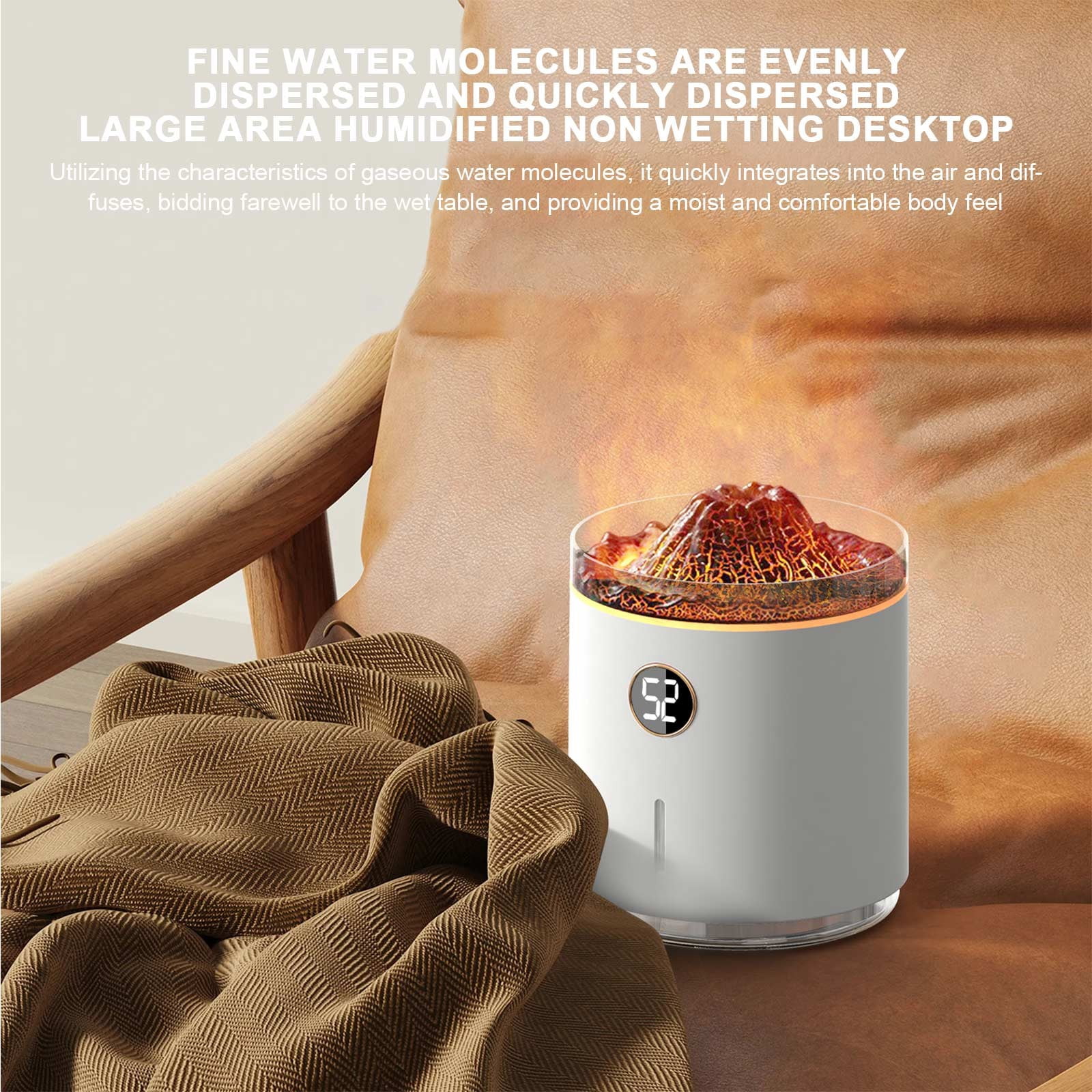 Dengmore Mini Portable Aromatherapy Diffuser Humidifier Humidifier Flame And Volcano Included 50ML Hotel Collection Essential Oil For Home Bedroom Large Room Gift