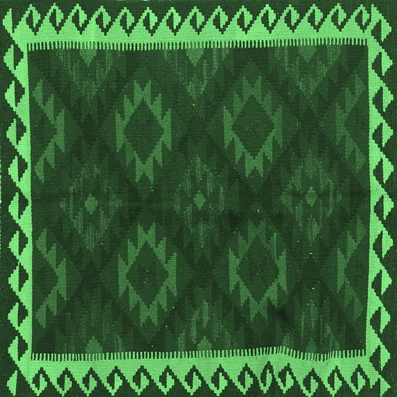 Ahgly Company Indoor Square Oriental Emerald Green Traditional Area Rugs, 8' Square