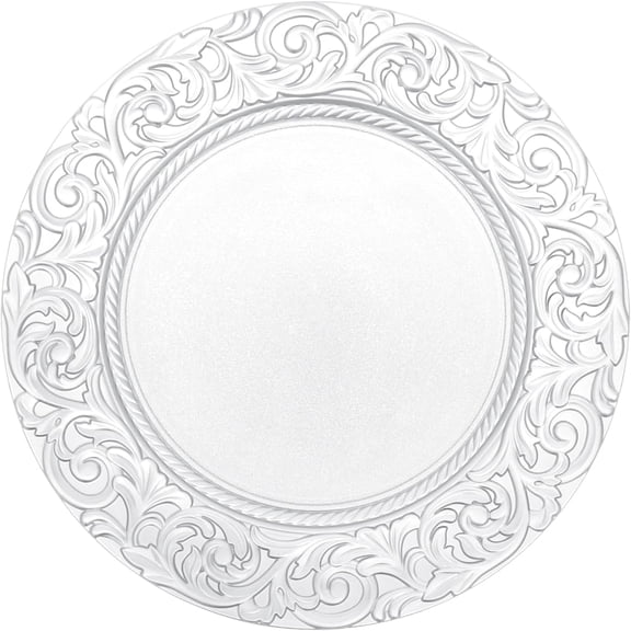 100 PCS Charger Plates 13 Inch Decorative Plates for Table Round Silver Charger Plate with Patterns for Wedding Holiday Party Decoration