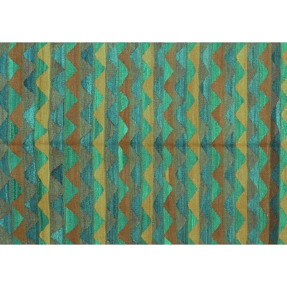 Ahgly Company Machine Washable Indoor Rectangle Oriental Turquoise Blue Traditional Area Rugs, 5' x 7'