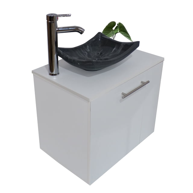 Gabinete para baño DECOMOBIL con Lavamanos y Monomando derecho blanco/gris