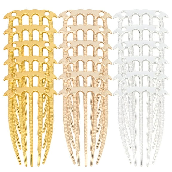 18 Pcs 3 Colors 5 Tooth French Twist Combs Alloy Hair Side Combs Clips Strong Hold Hair Clips Accessory for Women Hair colorful
