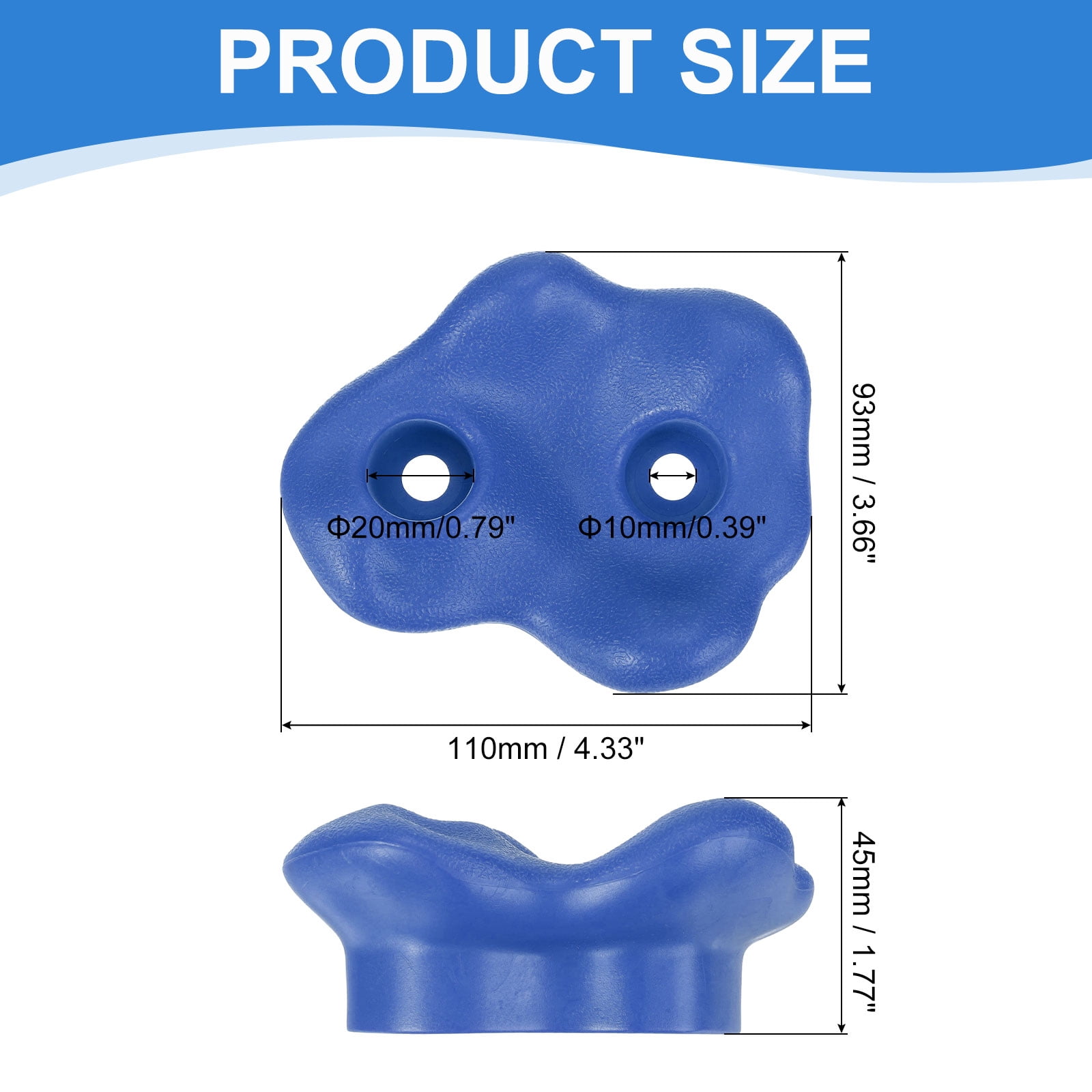Rock Climbing Holds, 10 Pcs Large Climbing Rock Wall Grips with Double Hole for Playground Accessory, Blue-B