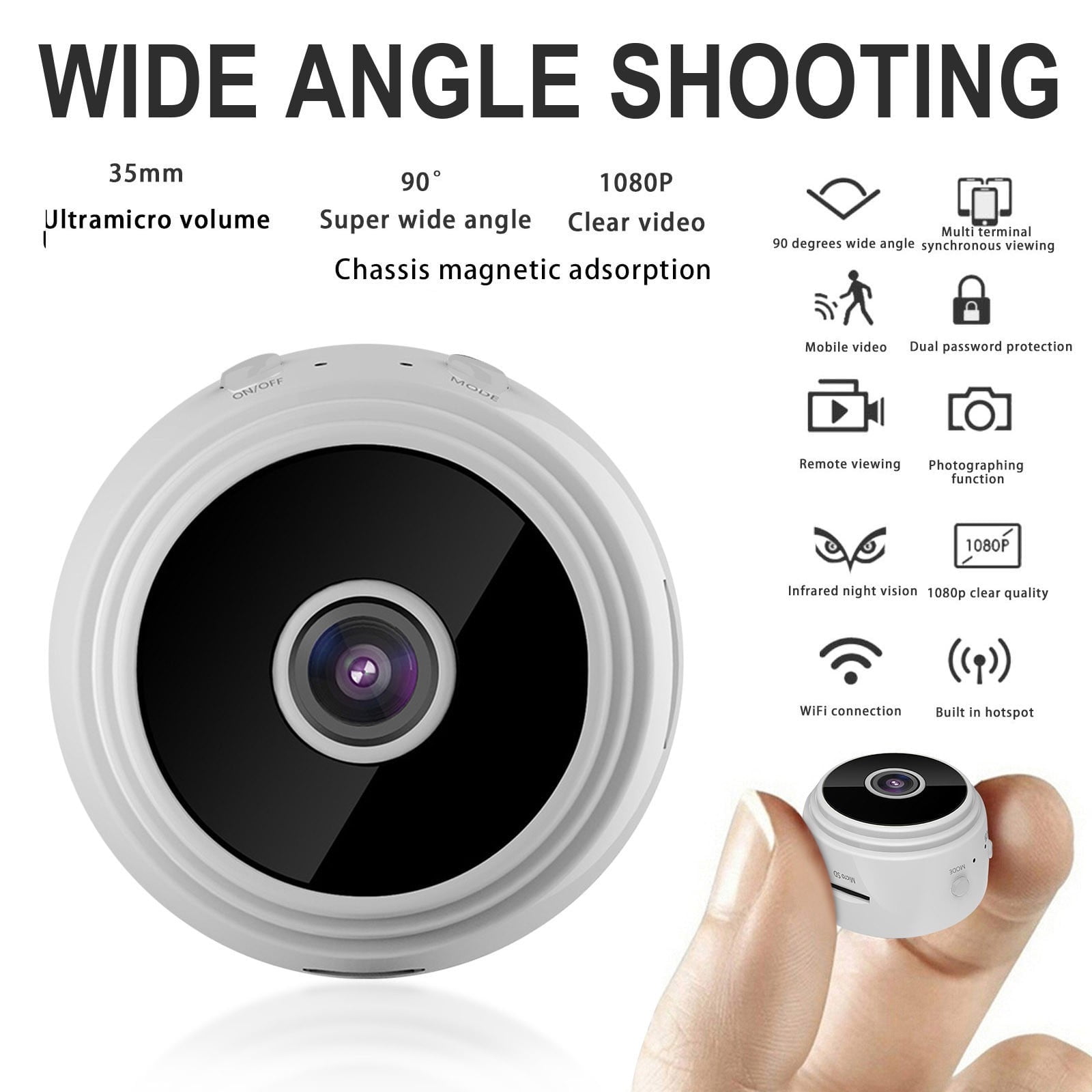 1080P Mini Security Camera with 360° Snake Tube & Night Vision - Wireless WiFi Indoor/Outdoor Cam for Home/Office/Baby Monitoring (5m IR, 150° View, Loop Recording)