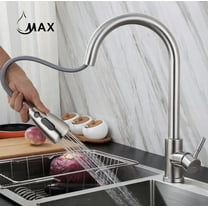 MAX Faucets Pull-Out Single Handle Kitchen Faucet 16.5" Brushed Nickel Finish
