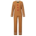 thumbnail image 2 of Pijamas familiares a juego para Navidad 2025, conjunto de ropa de dormir con top y pantalones con estampado de hombre de jengibre y lazo para bebé, 2 of 5