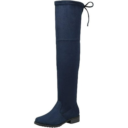 

QUIETTCEX Womens Over The Knee Thigh High Flat Boot (7 B(M) US Navy)