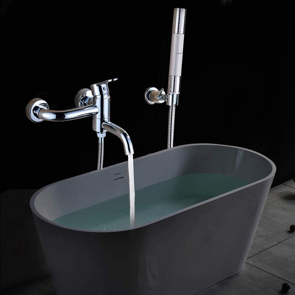 Chrome Bathtub Faucet with Hand Shower Wall Mounted Brass Bathroom Faucet Single Handle 3 Holes Bath Shower Mixer Tap