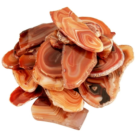 Joyouann Red Agate Light Table Slices,Large Size,approx. 3-4inch Length, 10 Pcs Irregular Polished Agate Slab Cards Healing Crystals Geode Stones for Home Decoration & Jewelry Making