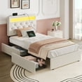 thumbnail image 7 of Greenstell Twin Bed Frame with 4 Drawers, Upholstered Platform Bed with LED Adjustable Storage headboard & Charging Station, Black, 7 of 7