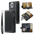 thumbnail image 1 of for iPhone 14 Pro Max 6.7 inch Wallet Case, [Card Holders] [Zipper Pocket] Premium PU Leather with Cross Body Strap, Flip Kickstand Wallet Case with Wristband for iPhone 14 Pro Max,Black, 1 of 8