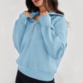 thumbnail image 4 of Aloohaidyvio Women's Casual Half Zip Sweatshirts Long Sleeve Solid Color Pullover Jackets Fall Outfits Winter Y2K Clothes, 4 of 5