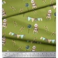 thumbnail image 2 of Soimoi Green Poly Georgette Fabric Monkey & Lollipop Party Print Fabric by the Yard 52 Inch Wide, 2 of 3