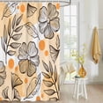 thumbnail image 4 of Fabric Shower Curtain Fall Thanksgiving Black Flowers Leaves Line Orange Polka Dot Shower Curtains with 12 Hooks Waterproof Machine Washable Bath Curtains for Bathroom, 48x 72in, 4 of 6