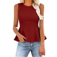 thumbnail image 5 of Peplum Tank Tops for Women Business Casual Sleeveless Tunic Blouses Dressy Summer Office Work Outfits( Wine, M ), 5 of 7