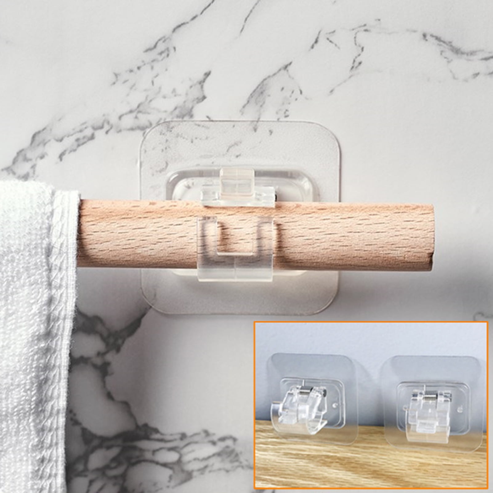 Koszal 2Pcs Strong SelfAdhesive Bath Curtain Rod Holder Hanger Hanging