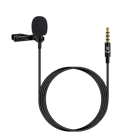 Lavalier Lapel Portable Clip-on Microphone Mic 3.5mm Audio Plug Length 1.5m Omni-directional Noise-canceling Mic for Smartphone Camera Computer Laptop for Video Recording Interview (Best Laptop For Audio Recording)