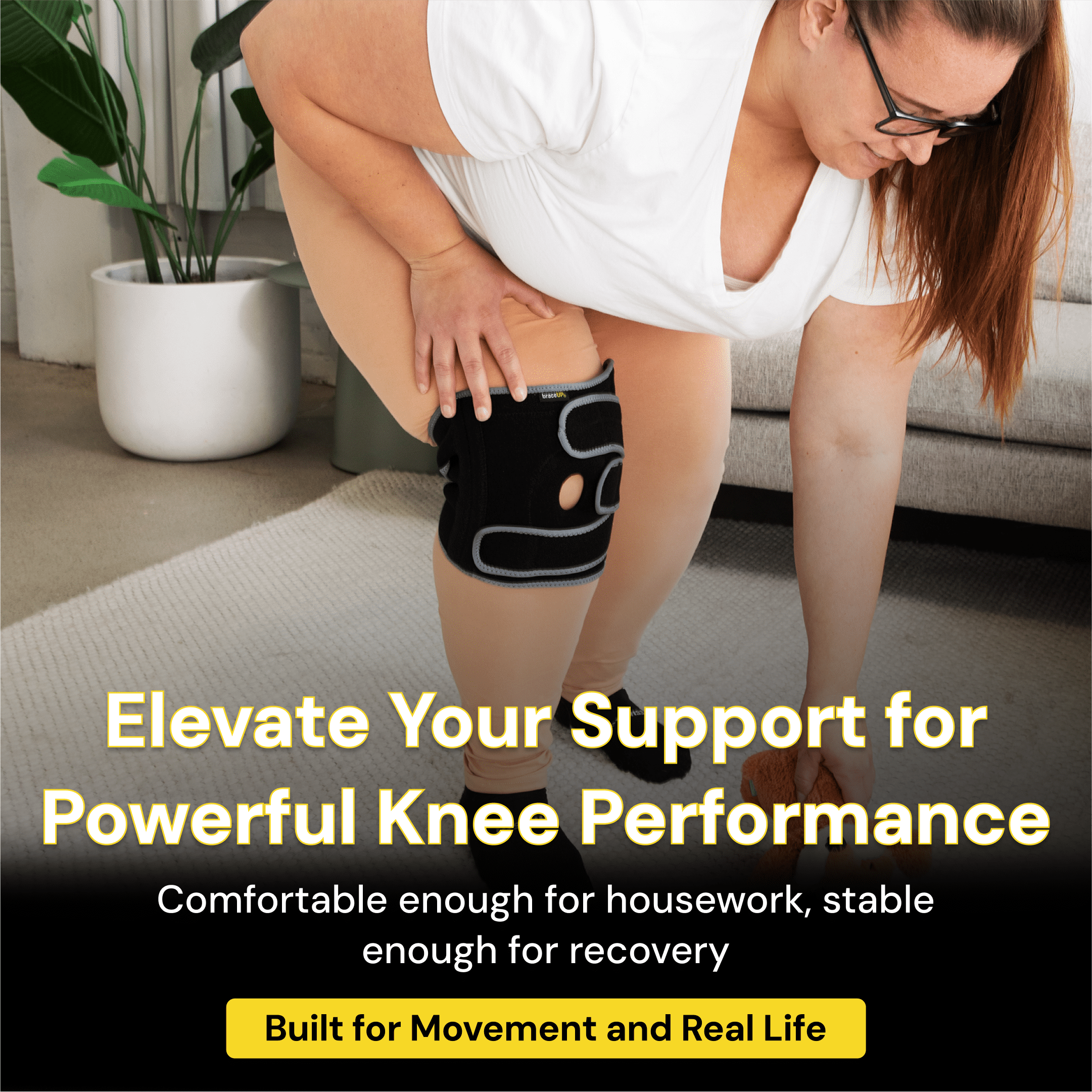 BraceUP Plus Size Knee Brace for Men & Women – 2XL to 5XL Adjustable Knee Support with Stabilizers, Gel Pad, and Anti-Slip Grip (4XL-5XL)