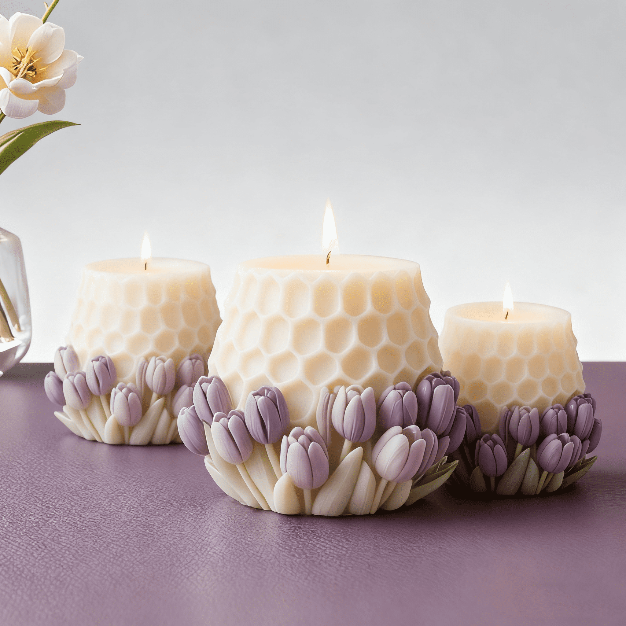 JDH 2PCS Geometric Tulip Cylinder Molds Silicone Wave Spiral Candle Mold - Silicone Resin Casting Molds for Candle & Resin & Soap Craft Supplies