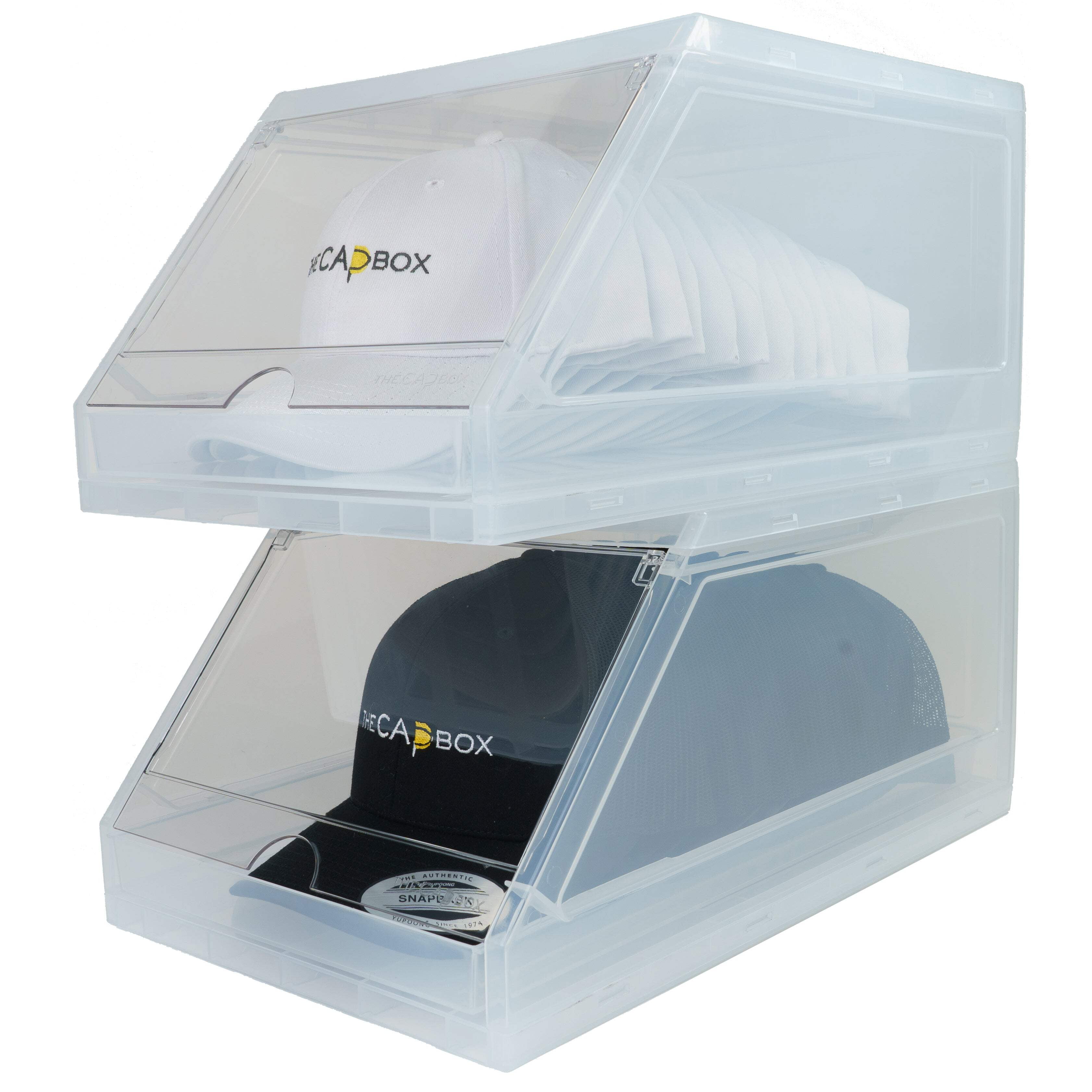 YNPQTDS Baseballcap Organizer Für 24 Kappen - Transparente Aufbewahrungsbox Stapelbar