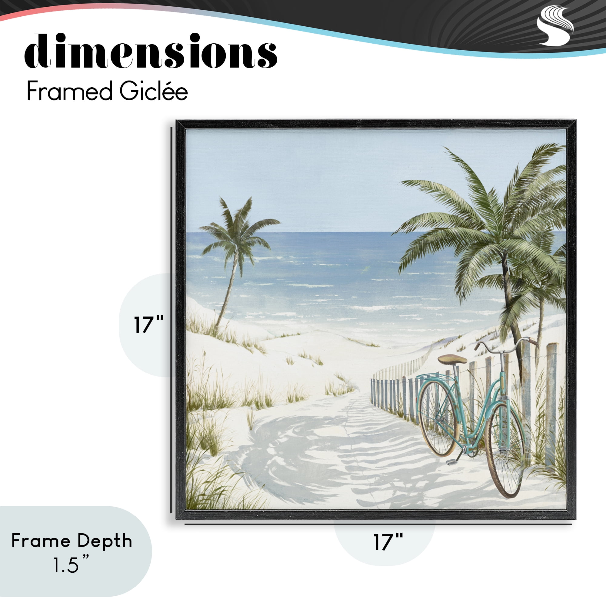 Stupell Industries Beach Bike Coastal Scene Black Framed Giclee Art, design by Lorenzo Collective