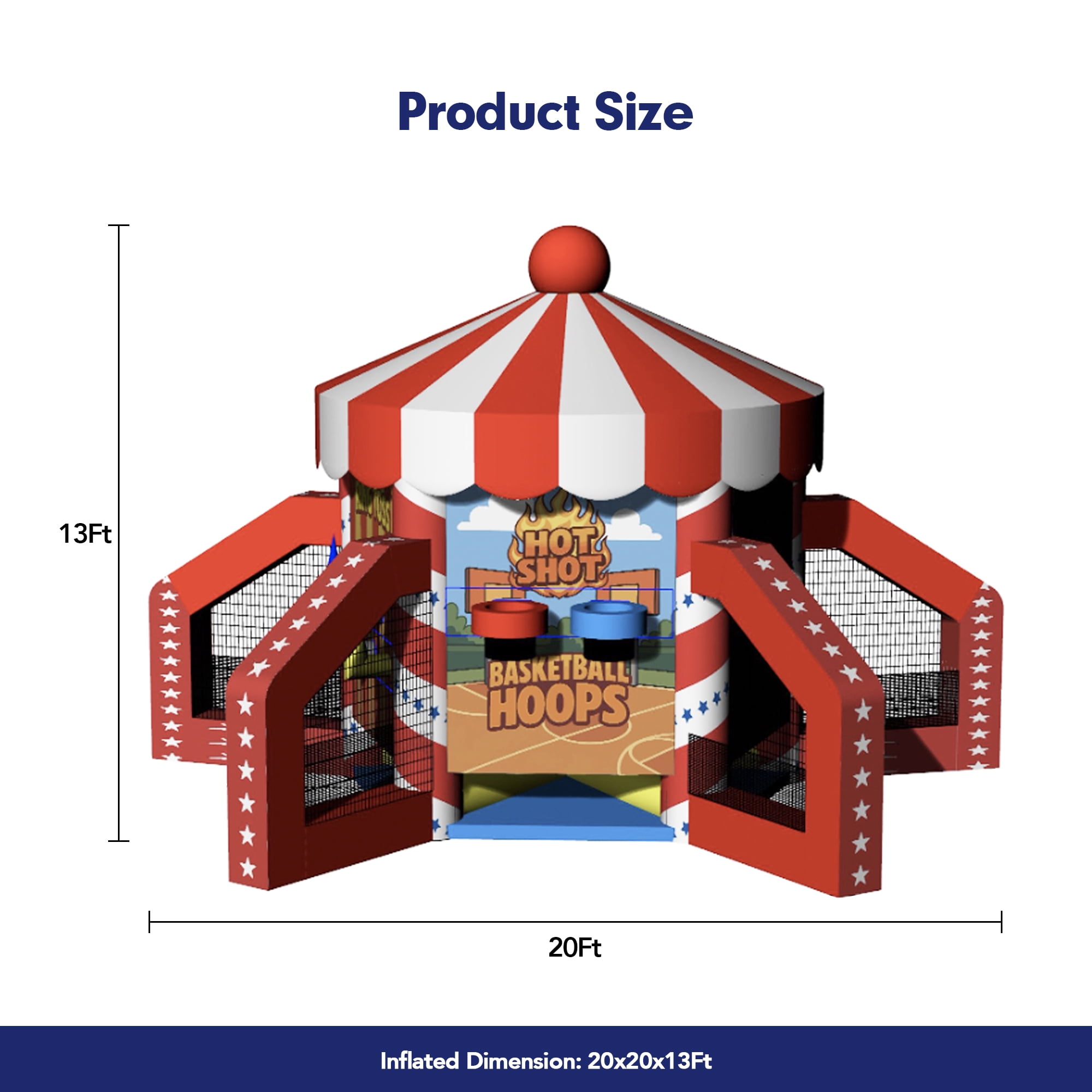 Wellcomer Inflatable 5in1 Carnival Game, Portable Baseball Toss, Basketball Hoop, Dart Board, Ring Toss