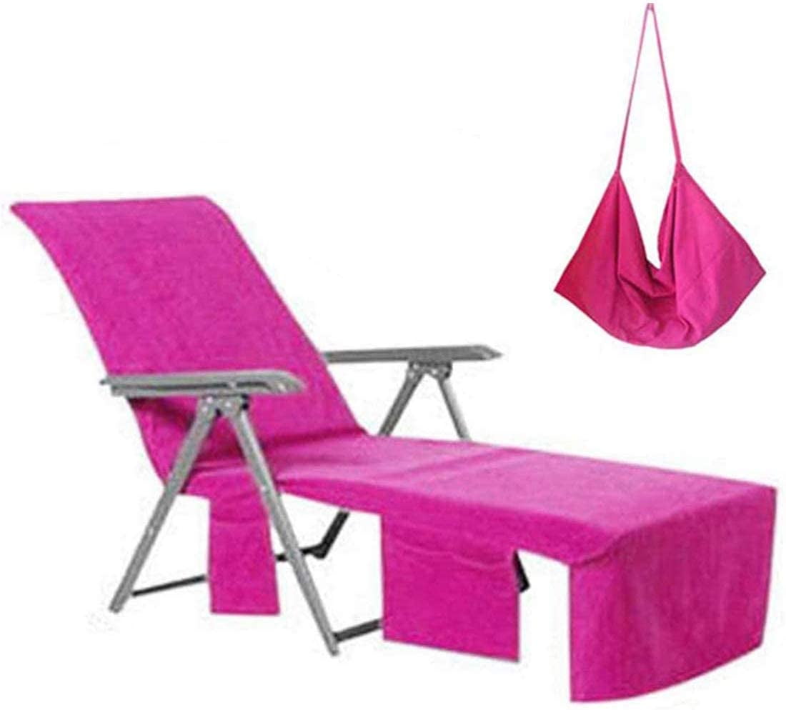 Lounge Chair Towel Covers with Side Pockets，Microfiber Chaise Beach