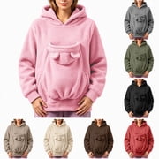 UOCUFY Pet Pouch Hoodie for Women Cat Dog Carrier Hoodies Carrying Pet Pocket Grey,Size XL