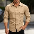 thumbnail image 5 of Ceisia Men Ripstop Long Sleeve Tactical Button Down Shirt Dual Flap Chest Pockets UPF 50 Breathable Outdoor Hiking Military Work Top Khaki XXXXL Gift, 5 of 9