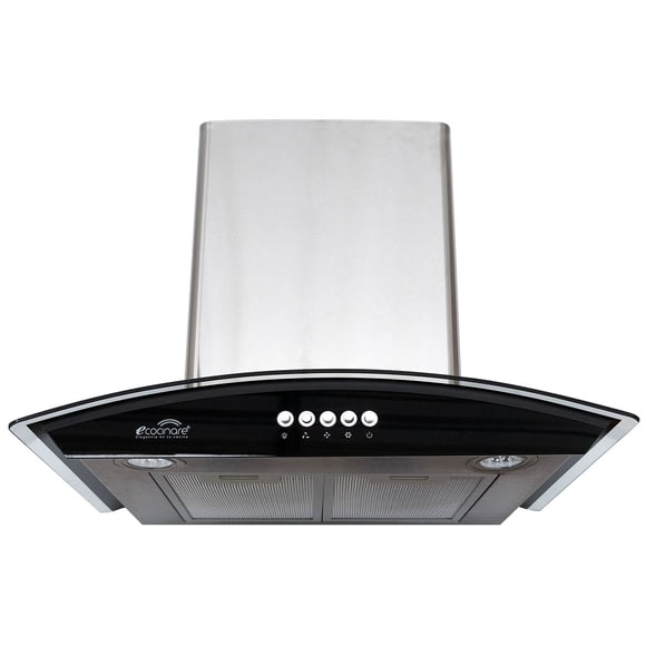 Campana Extractora De Cocina Ecocinare Empotrable De Pared Minimalista Acero Inoxidable y Vidrio Templado 60 cm