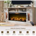 thumbnail image 6 of OKD Farmhouse Fireplace TV Stand up to 80'' TV, Entertainment Center with 42" Fireplace & LED Lights, Modern Media Console Table with Cabinets and Storage Drawers, Antique Brush White, 6 of 9