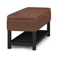 thumbnail image 4 of Simpli Home Lomond 43" Wd. Storage Ottoman Bench in Distressed Saddle Brown Faux Leather, 4 of 6