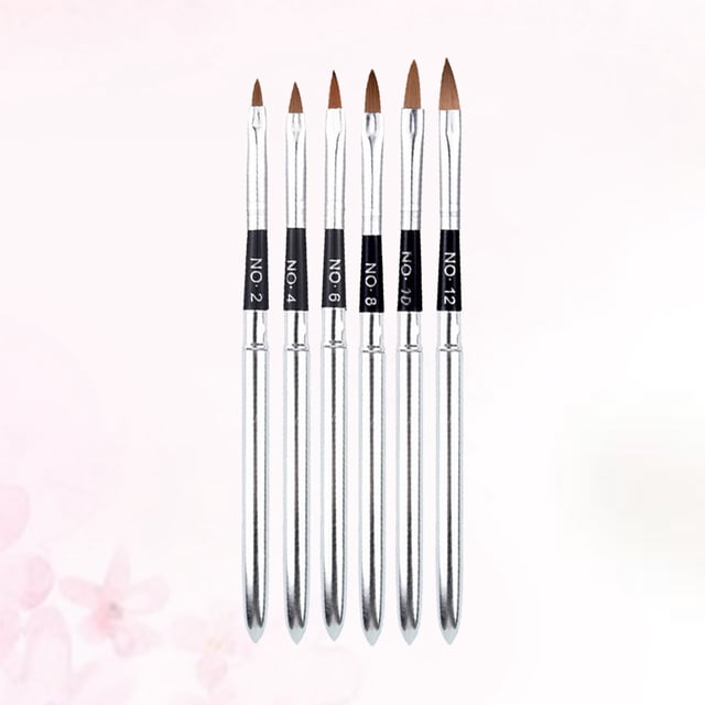 unbranded 6Ud De Pinceles Para Nail Art Con Duraderas Y Mango Plateado Para Líneas Y Formas