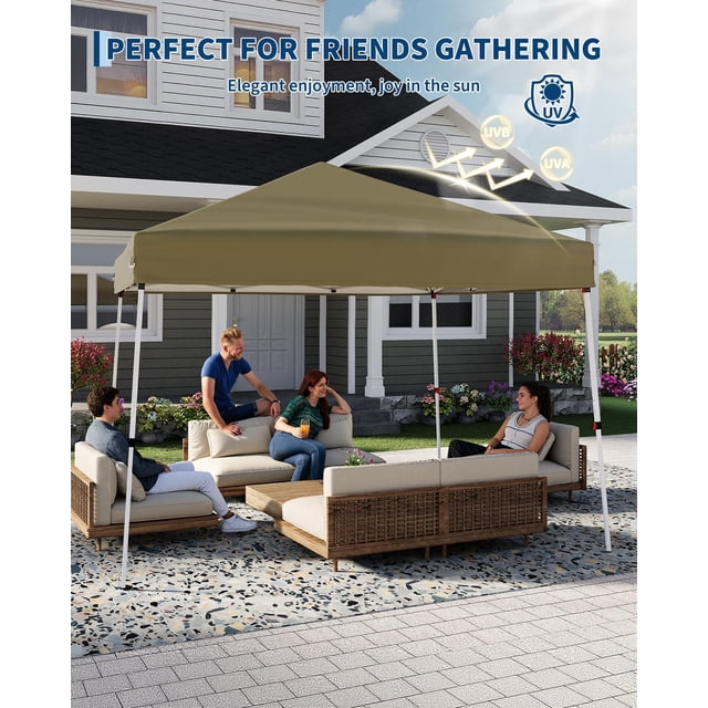 Carpa 3x3m (10x10 FT), Blanco - Refugio Plegable Portátil con Marco de Acero, Ideal para Patio, Jardín, Eventos, Playa y Fiestas (Incluye Bolsa de Transporte)