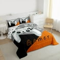 thumbnail image 3 of Manfei Gamer Gaming Lover Queen Comforter Set for Boys, Cartoon Game Console Bedding Comforter Set, Black Orange Reversible Bedding Set, Microfiber Bedroom Decor, 3 Pieces, 3 of 8
