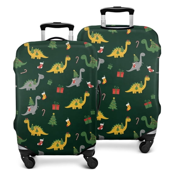 Dark Green Dinosaurs Christmas Pattern Luggage Cover Fashion Suitcase Cover Baggage Covers Fit 25-28 Inch Luggage (Go Travel)