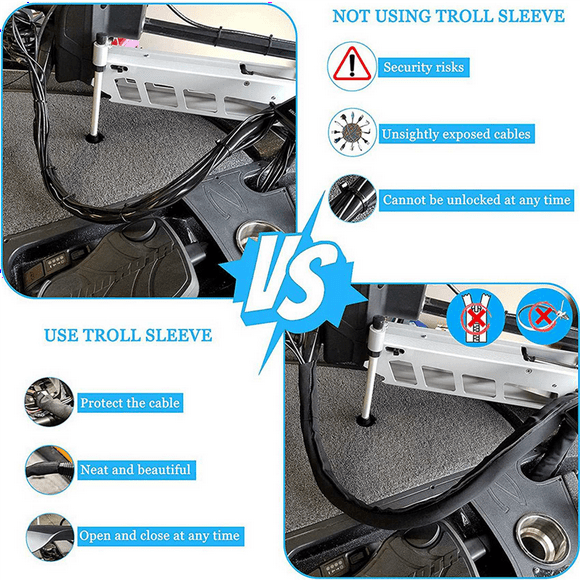 Neoprene Troll Sleeve, Trolling Motor Wires/ Sleeve - Black/White (2Pack),60 Inch