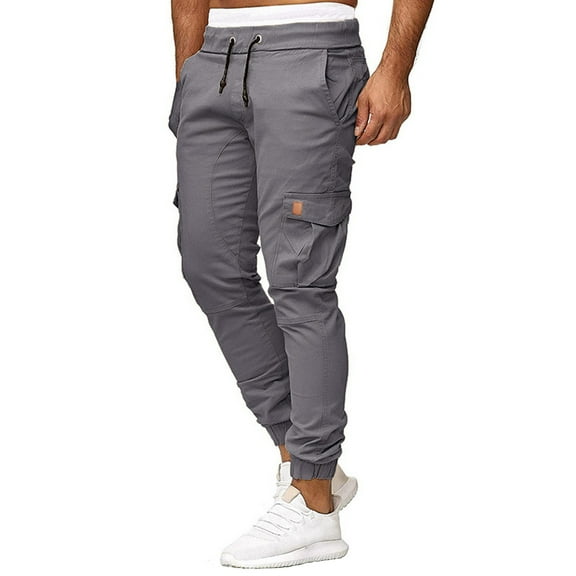 Chinos and Khaki Pants, Breathable Multi-Pocket Trousers Men Uv-Protective Outdoor Tactical Pants Christmas Adventure Travel 4-Way Stretch Work Joggers Quick-Dry Hiking Men's Grey L