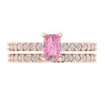 thumbnail image 2 of Clara Pucci 18K Rose Gold Emerald Cut 0.5Ct Simulated Pink Diamond Engagement Ring + Matching Band - Luxury Box Included, 2 of 7