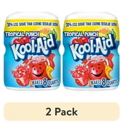 (2 pack) Kool-Aid Drink Mix, 1 Canister, for Flavorful Hydration and Shareable Refreshment, Tropical Punch, Good Source of Vitamin C, Caffeine Free, 19 oz