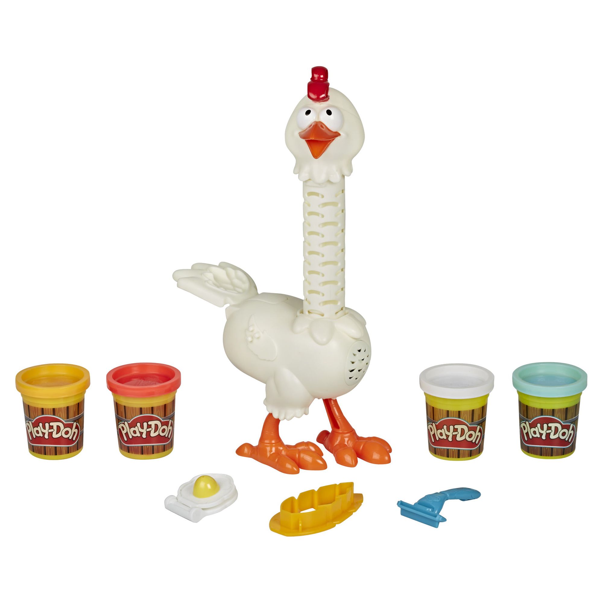 Play-Doh Animal Crew Cluck-a-Dee Feather Fun Chicken Toy Farm Animal Playset with 4 Non-Toxic Play-Doh Colors - image 3 of 11