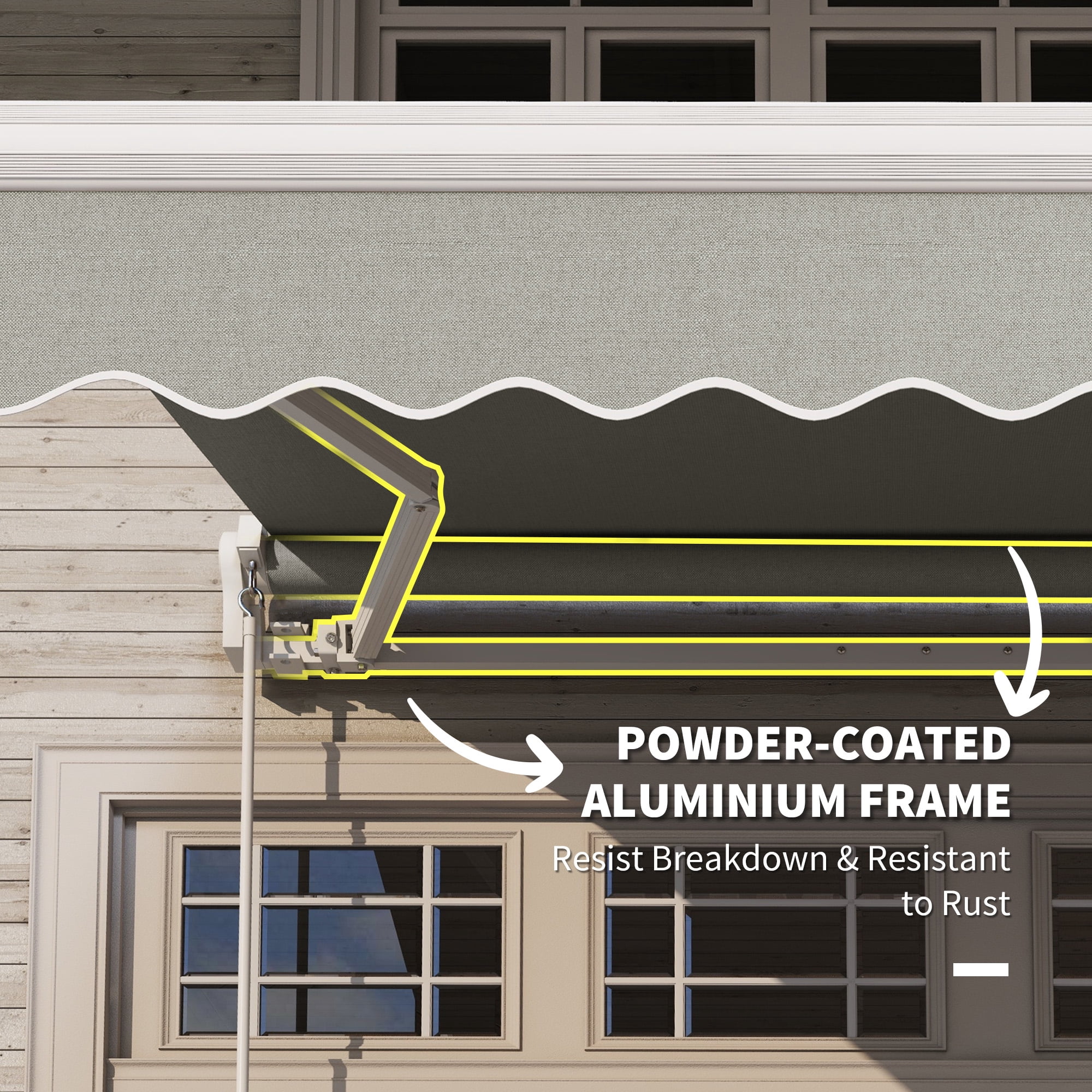 Outsunny 98.4" x 78.75" Manually Retractable Patio Awning