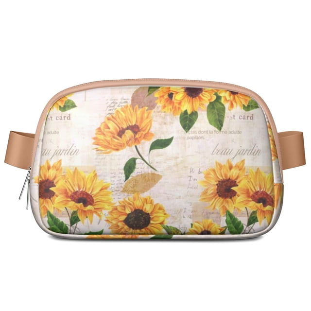 Sac Banane Graphique Tournesol Rétro - Sac de Taille Réglable Imperméable avec Design Floral Vintage, Léger pour Course et Randonnée