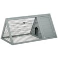 thumbnail image 1 of PawHut 46" x 25" Wooden A-Frame Outdoor Rabbit Cage Small Animal Hutch with Outside Run & Ventilating Wire, Grey, 1 of 10