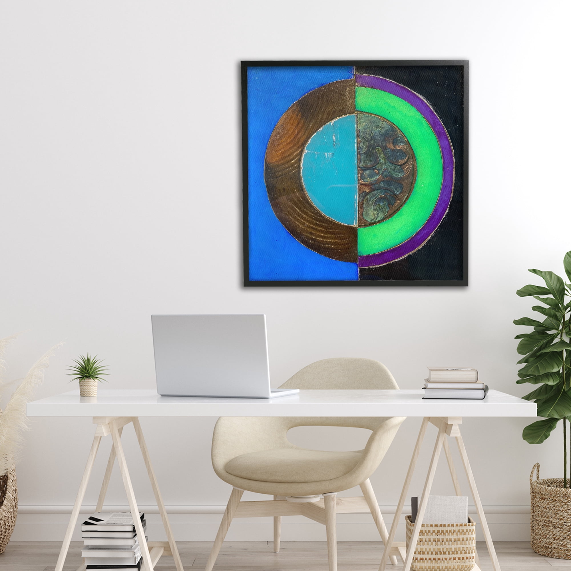 Stupell Industries Nocturnal Circle Symmetry Black Framed Giclee Art, design by Matthew Finger