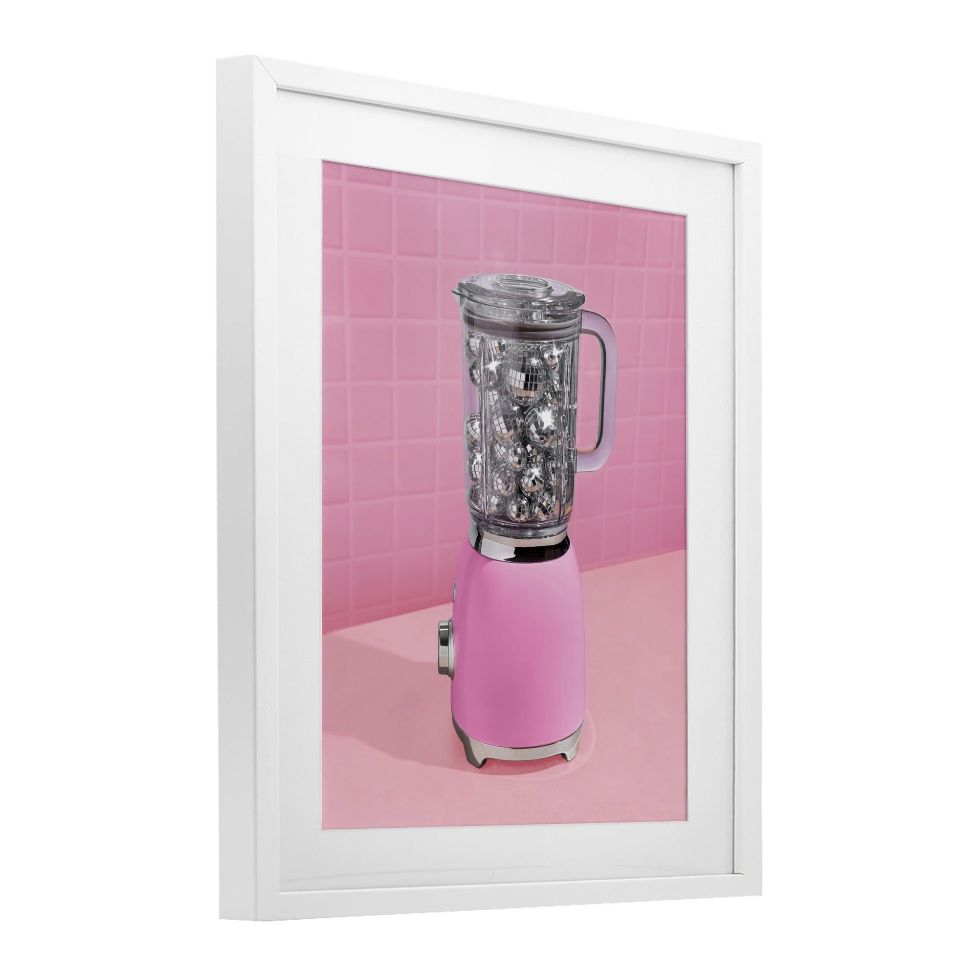 Stupell Industries Disco Drink Blender over Pink White Framed Print Under Glass, design by LISH Creative